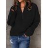 image:imageCHARTOU Women Loose Quarter Zip Pullover Sweater Half Zip Rib Knit Turtleneck Sweater Jumper TopBlack