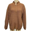 image:imageCHARTOU Women Loose Quarter Zip Pullover Sweater Half Zip Rib Knit Turtleneck Sweater Jumper TopDark Brown