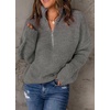 image:imageCHARTOU Women Loose Quarter Zip Pullover Sweater Half Zip Rib Knit Turtleneck Sweater Jumper TopDark Grey