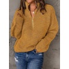 image:imageCHARTOU Women Loose Quarter Zip Pullover Sweater Half Zip Rib Knit Turtleneck Sweater Jumper TopYellow