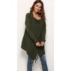 image:imageCHARTOU Women Tassel Shawl Wraps Poncho Sweater Knitted Fringe Open Front Kimono Cardigan Cowl NeckGreen