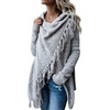 image:imageCHARTOU Women Tassel Shawl Wraps Poncho Sweater Knitted Fringe Open Front Kimono Cardigan Cowl NeckLight Grey
