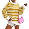 image:imageCHARTOU Women Contrast Striped Pullover Sweater 2025 Fall Outfits Oversized Knit Jumper TopsSolid Yellow
