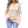 image:imageCHARTOU Women Cute Knitted Sweater Long Sleeve Crewneck Knit Sweater Pullover Floral Knitwear Jersey Jumper TopApricot Y