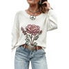 image:imageCHARTOU Women Floral Boho Sweater Pullover Oversized Long Sleeve KnitwearWhite