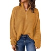 image:imageCHARTOU Women Loose Quarter Zip Pullover Sweater Half Zip Rib Knit Turtleneck Sweater Jumper TopYellow
