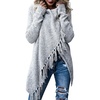 image:imageCHARTOU Women Tassel Shawl Wraps Poncho Sweater Knitted Fringe Open Front Kimono Cardigan Cowl NeckLight Grey