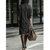 image:imageCHARTOU Women Denim Midi Shirt Dress Long Sleeve Casual Shift Jean DressBlack