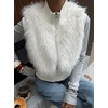 image:imageCHARTOU Women Faux Fur Fuzzy Cropped Sweater Vest Fall Winter Stand Collar Zipper Up Sleeveless Outwear CoatWhite