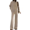 image:imageCHARTOU Women Two Piece Sweater Pants Set Sweatsuit Wide Leg Pants Palazzo Knit Lounge Set OutfitsApricot