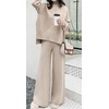 image:imageCHARTOU Women Two Piece Sweater Pants Set Sweatsuit Wide Leg Pants Palazzo Knit Lounge Set OutfitsApricot