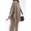 image:imageCHARTOU Women Two Piece Sweater Pants Set Sweatsuit Wide Leg Pants Palazzo Knit Lounge Set OutfitsApricot