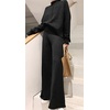 image:imageCHARTOU Women Two Piece Sweater Pants Set Sweatsuit Wide Leg Pants Palazzo Knit Lounge Set OutfitsBlack