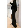 image:imageCHARTOU Women Two Piece Sweater Pants Set Sweatsuit Wide Leg Pants Palazzo Knit Lounge Set OutfitsBlack