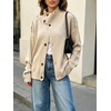 image:imageCHARTOU Womens Funnel Neck Button Down Cardigan Sweater Rib Knit Short Jacket CoatApricot