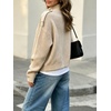 image:imageCHARTOU Womens Funnel Neck Button Down Cardigan Sweater Rib Knit Short Jacket CoatApricot