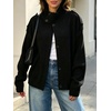 image:imageCHARTOU Womens Funnel Neck Button Down Cardigan Sweater Rib Knit Short Jacket CoatBlack