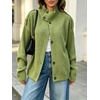 image:imageCHARTOU Womens Funnel Neck Button Down Cardigan Sweater Rib Knit Short Jacket CoatGreen