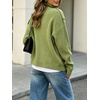 image:imageCHARTOU Womens Funnel Neck Button Down Cardigan Sweater Rib Knit Short Jacket CoatGreen