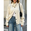 image:imageCHARTOU Womens Funnel Neck Button Down Cardigan Sweater Rib Knit Short Jacket CoatWhite