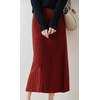 image:imageLong Sweater Skirt for Women Stretchy High Waist Mermaid Pencil Knit Dressy Business SkirtRed