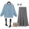 image:imageWomen Knit Midi Skirt Ribbed Knitted Skirt High Waisted Trendy Sweater Skirt Bodycon Pencil SkirtGrey