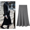 image:imageWomen Knit Midi Skirt Ribbed Knitted Skirt High Waisted Trendy Sweater Skirt Bodycon Pencil SkirtGrey