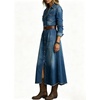 image:imageWomens Denim Button Down Shirt Dress Long Sleeve Distressed Jean DressDark Blue