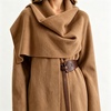 image:imageWomens Wool Blend Cardigan Coat Belted Shawl Collar Long Sleeve OuterwearKhaki