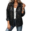 image:imageWomen Floral Lace Patchwork Denim Jacket Buttoned Long Sleeve CoatBlack