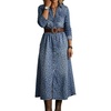 image:imageWomens Denim Button Down Shirt Dress Long Sleeve Distressed Jean DressLeopard