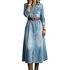 image:imageWomens Denim Button Down Shirt Dress Long Sleeve Distressed Jean DressLight Blue