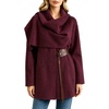 image:imageWomens Wool Blend Cardigan Coat Belted Shawl Collar Long Sleeve OuterwearBurgundy