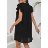 image:imageCHARTOU Women Casual V Neck Short Sleeve Ruffle Mini Dress T Shirt Shift Dress Flowy Tunic Dress Beach SundressBlack