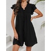 image:imageCHARTOU Women Casual V Neck Short Sleeve Ruffle Mini Dress T Shirt Shift Dress Flowy Tunic Dress Beach SundressBlack