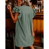image:imageCHARTOU Women Casual V Neck Short Sleeve Ruffle Mini Dress T Shirt Shift Dress Flowy Tunic Dress Beach SundressGreen