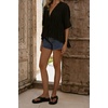 image:imageWomen Ruffle Peplum Summer Tops V Neck Tie Front Short Sleeve T Shirts Casual BlousesBlack
