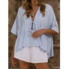 image:imageWomen Ruffle Peplum Summer Tops V Neck Tie Front Short Sleeve T Shirts Casual BlousesBlue