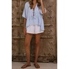 image:imageWomen Ruffle Peplum Summer Tops V Neck Tie Front Short Sleeve T Shirts Casual BlousesBlue