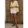 image:imageWomen Ruffle Peplum Summer Tops V Neck Tie Front Short Sleeve T Shirts Casual BlousesYellow