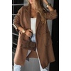 image:imageWomen Color Block Long Sleeve Wool Trench Pea Coat Fuzzy Fleece Winter Casual OvercoatCamel