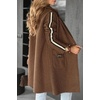 image:imageWomen Color Block Long Sleeve Wool Trench Pea Coat Fuzzy Fleece Winter Casual OvercoatCamel