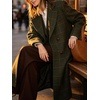 image:imageWomen Long Wool Plaid Pea Coat Breasted Winter Trench OvercoatSmallGreen