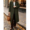 image:imageWomen Long Wool Plaid Pea Coat Breasted Winter Trench OvercoatSmallGreen