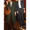 image:imageWomen Long Wool Plaid Pea Coat Breasted Winter Trench OvercoatSmallGreen