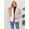image:imageWomens Cropped Wool Blend Coat Fall Knit Sweater Blazer Notch Lapel Double Breasted Pea Coat JacketApricot
