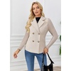 image:imageWomens Cropped Wool Blend Coat Fall Knit Sweater Blazer Notch Lapel Double Breasted Pea Coat JacketApricot