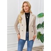 image:imageWomens Cropped Wool Blend Coat Fall Knit Sweater Blazer Notch Lapel Double Breasted Pea Coat JacketApricot