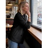 image:imageWomens Cropped Wool Blend Coat Fall Knit Sweater Blazer Notch Lapel Double Breasted Pea Coat JacketBlack