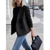 image:imageWomens Cropped Wool Blend Coat Fall Knit Sweater Blazer Notch Lapel Double Breasted Pea Coat JacketBlack